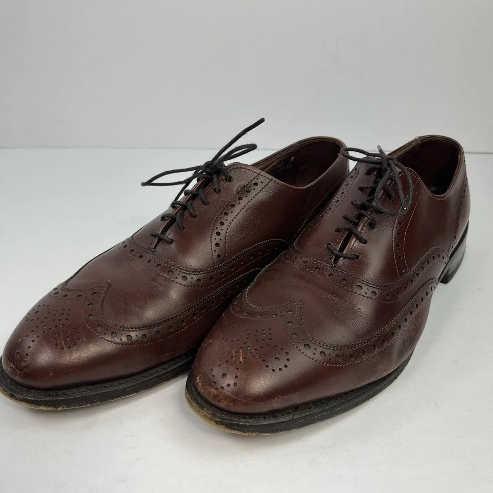 Allen Edmonds Chester Brown Leather Oxford Wingtip Dress Shoes Men's Size 8.5D